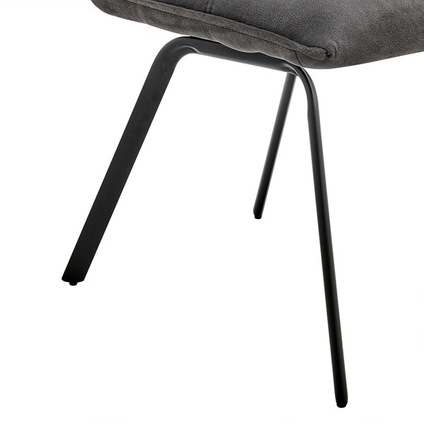 Armen Living Rylee Dining Room Accent Chair in Charcoal Fabric and Black Finish - Set of 2 - LCRYSICHA