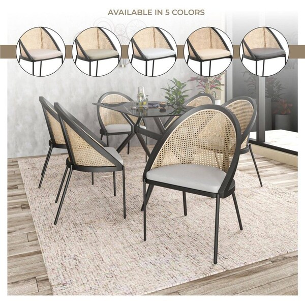 Leisuremod Urbane Collection Modern Dining Chair With Wicker back in Light Grey, 2PK - UC21WLGR2