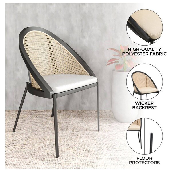 Leisuremod Urbane Collection Modern Dining Chair With Wicker back in Light Grey, 2PK - UC21WLGR2