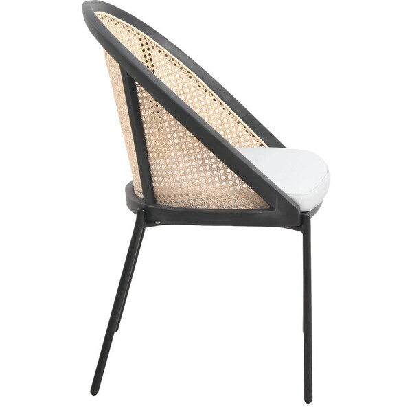 Leisuremod Urbane Collection Modern Dining Chair With Wicker back in Light Grey, 2PK - UC21WLGR2