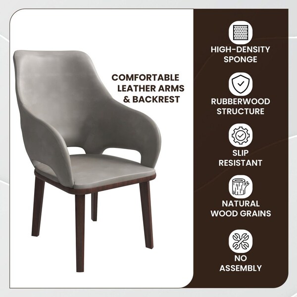 Leisuremod Vivara Collection Modern Dining Chair in Grey - VC23GR
