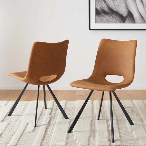 Safavieh 23.8 x 19.3 x 33 in. Mika Dining Chair, Cognac & Black, 2PK - DCH3009B-SET2