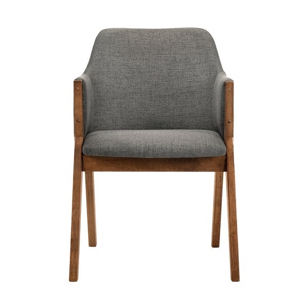 Armen Living Renzo Charcoal Fabric and Walnut Wood Dining Side Chairs - Set of 2 - LCRESIWACH