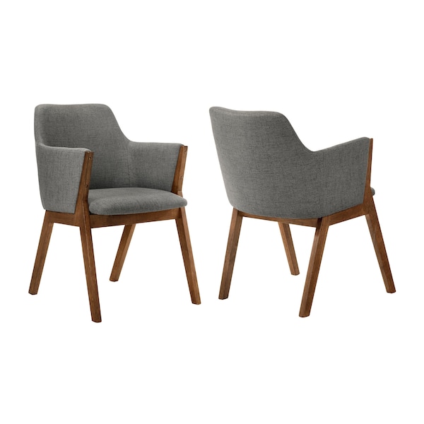 Armen Living Renzo Charcoal Fabric and Walnut Wood Dining Side Chairs - Set of 2 - LCRESIWACH