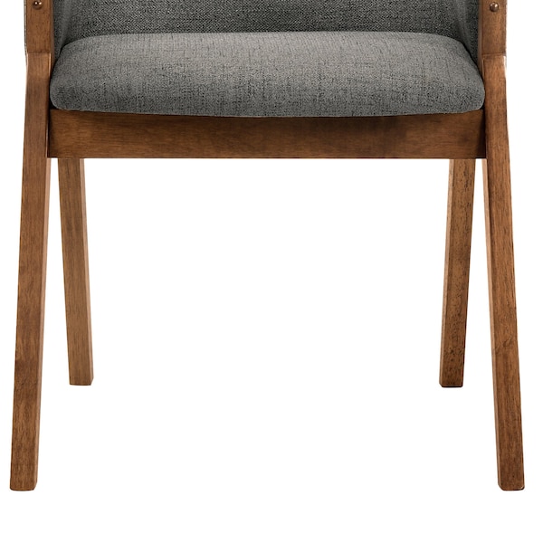 Armen Living Renzo Charcoal Fabric and Walnut Wood Dining Side Chairs - Set of 2 - LCRESIWACH