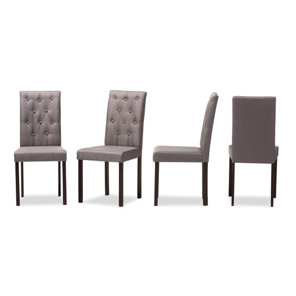 Baxton Studio Gardner Dark Brown Finished Grey Upholstered Dining Chair, PK4 - 131-7132