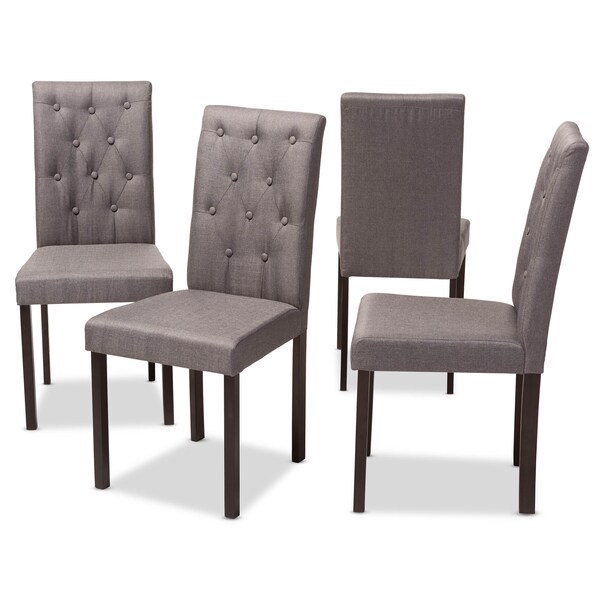 Baxton Studio Gardner Dark Brown Finished Grey Upholstered Dining Chair, PK4 - 131-7132