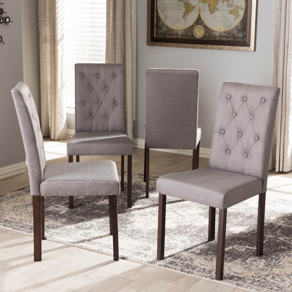 Baxton Studio Gardner Dark Brown Finished Grey Upholstered Dining Chair, PK4 - 131-7132