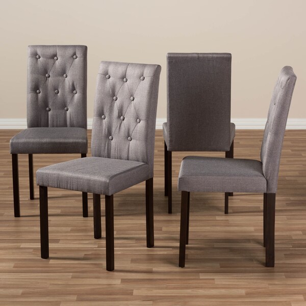 Baxton Studio Gardner Dark Brown Finished Grey Upholstered Dining Chair, PK4 - 131-7132