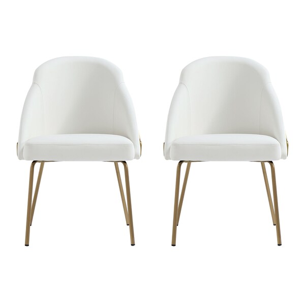 Manhattan Comfort Gracie Dining Chair in White and Gold - Set of 2 - 2-DC100-GWH