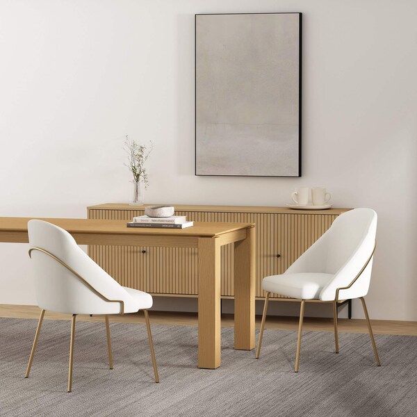 Manhattan Comfort Gracie Dining Chair in White and Gold - Set of 2 - 2-DC100-GWH