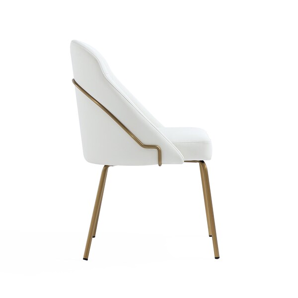Manhattan Comfort Gracie Dining Chair in White and Gold - Set of 2 - 2-DC100-GWH