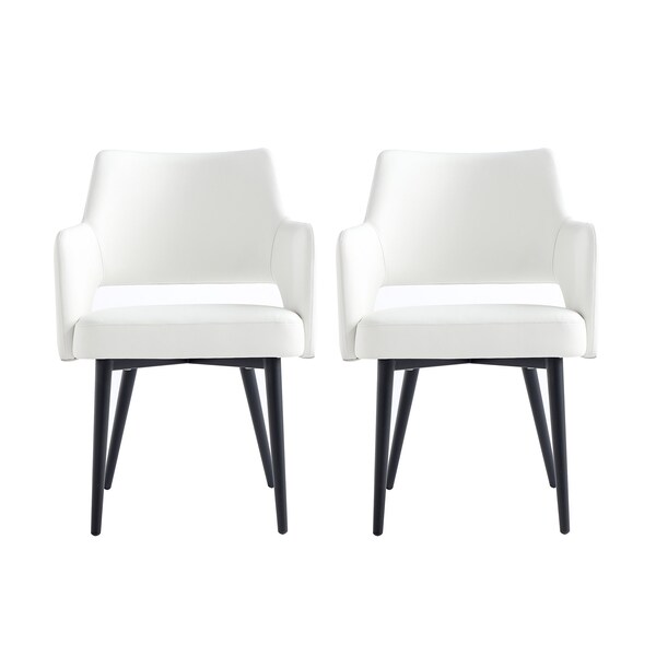 Manhattan Comfort Tremont Dining Arm Chair in White - Set of 2 - 2-DC104AR-WH