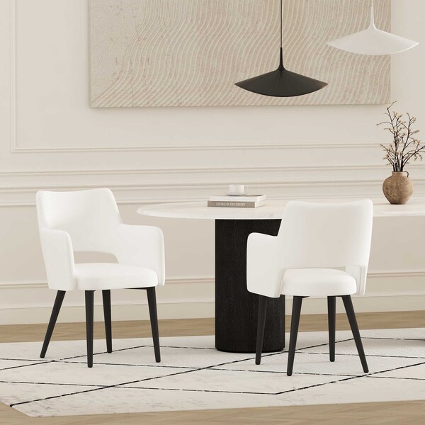 Manhattan Comfort Tremont Dining Arm Chair in White - Set of 2 - 2-DC104AR-WH