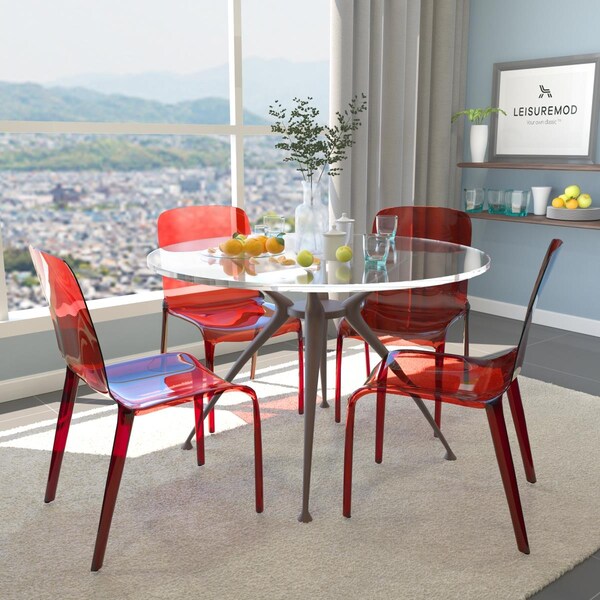 Kd Americana 32.25 x 20.5 x 21 in. Murray Modern Dining Chair, Red, 4PK - KD3578465