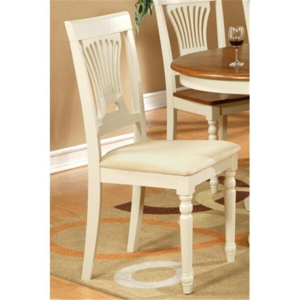 East West Furniture East West Furniture PVC-WHI-C Set Of 2 Plainville Chair Cushioned Seat- Buttermilk - PVC-WHI-C
