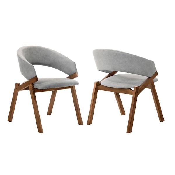 Seatsolutions Talulah Grey Fabric & Walnut Veneer Dining Side Chairs, 2PK - SE3322423