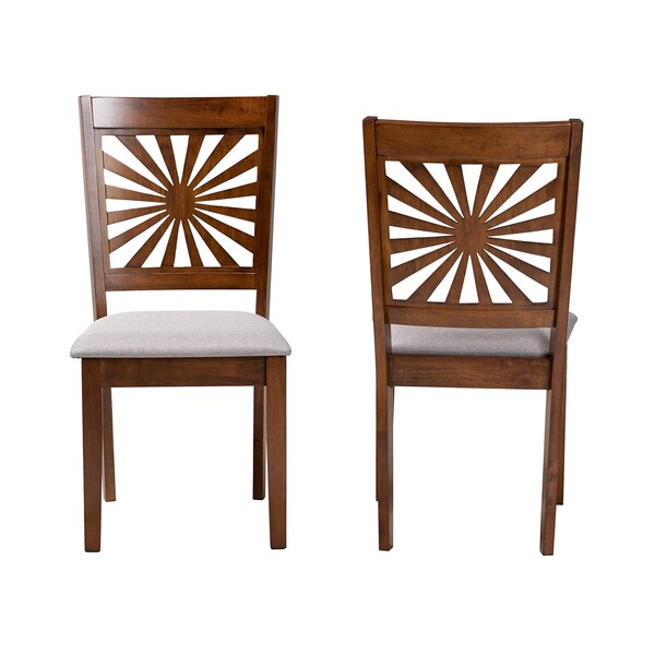 Baxton Studio Olympia Modern Grey Fabric and Walnut Brown Finished Wood 2-Piece Dining Chair Set, PR - 231-2PC-13182-ZORO