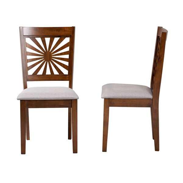 Baxton Studio Olympia Modern Grey Fabric and Walnut Brown Finished Wood 2-Piece Dining Chair Set, PR - 231-2PC-13182-ZORO