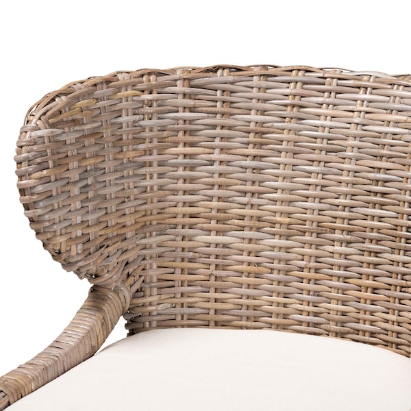 Bali & Pari Niesha Bohemian Grey Natural Kubu Rattan and Mahogany Wood Dining Chair - 245-13720-ZORO