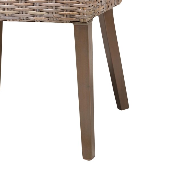 Bali & Pari Niesha Bohemian Grey Natural Kubu Rattan and Mahogany Wood Dining Chair - 245-13720-ZORO