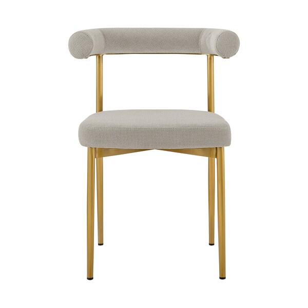 Armen Living Shannon Dining Chair with Gold Brushed Stainless Steel and Taupe Fabric - Set of 2 - LCSNSIBGLTP