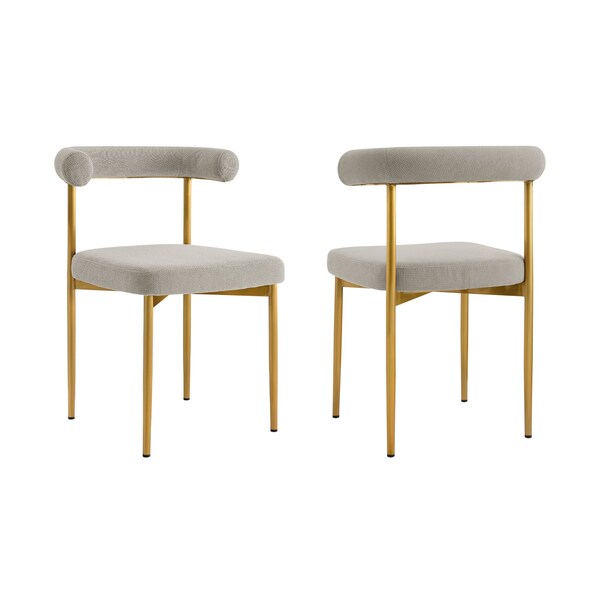 Armen Living Shannon Dining Chair with Gold Brushed Stainless Steel and Taupe Fabric - Set of 2 - LCSNSIBGLTP