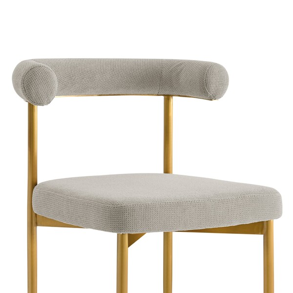 Armen Living Shannon Dining Chair with Gold Brushed Stainless Steel and Taupe Fabric - Set of 2 - LCSNSIBGLTP