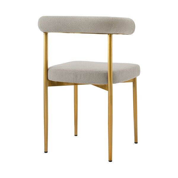 Armen Living Shannon Dining Chair with Gold Brushed Stainless Steel and Taupe Fabric - Set of 2 - LCSNSIBGLTP