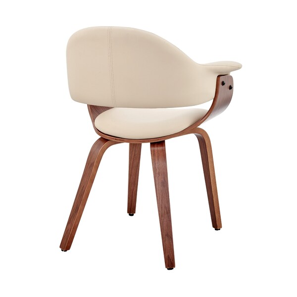 Armen Living Adalyn Cream Faux Leather and Walnut Wood Dining Room Accent Chair - LCADCHWACR