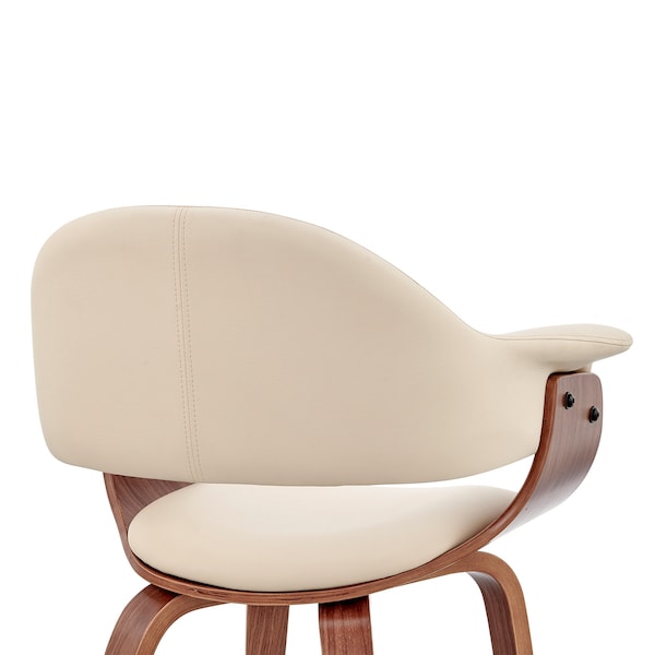 Armen Living Adalyn Cream Faux Leather and Walnut Wood Dining Room Accent Chair - LCADCHWACR