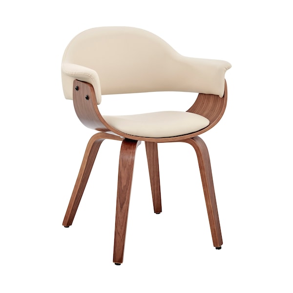 Armen Living Adalyn Cream Faux Leather and Walnut Wood Dining Room Accent Chair - LCADCHWACR