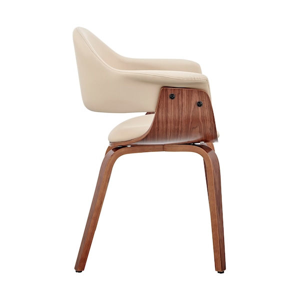 Armen Living Adalyn Cream Faux Leather and Walnut Wood Dining Room Accent Chair - LCADCHWACR