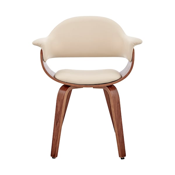 Armen Living Adalyn Cream Faux Leather and Walnut Wood Dining Room Accent Chair - LCADCHWACR