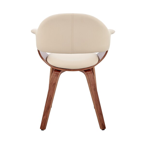 Armen Living Adalyn Cream Faux Leather and Walnut Wood Dining Room Accent Chair - LCADCHWACR