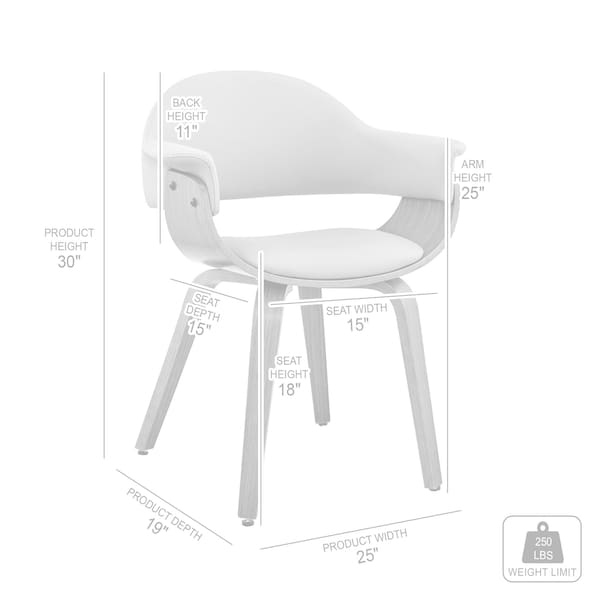 Armen Living Adalyn Cream Faux Leather and Walnut Wood Dining Room Accent Chair - LCADCHWACR