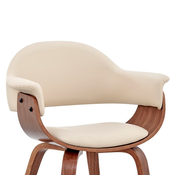 Armen Living Adalyn Cream Faux Leather and Walnut Wood Dining Room Accent Chair - LCADCHWACR