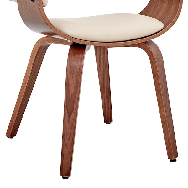 Armen Living Adalyn Cream Faux Leather and Walnut Wood Dining Room Accent Chair - LCADCHWACR