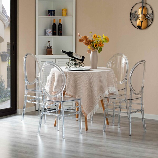 Fabulaxe Modern Acrylic Crystal Ice Chair, Florence Dining Chair, Stackable Transparent Seating - QI004660.CL