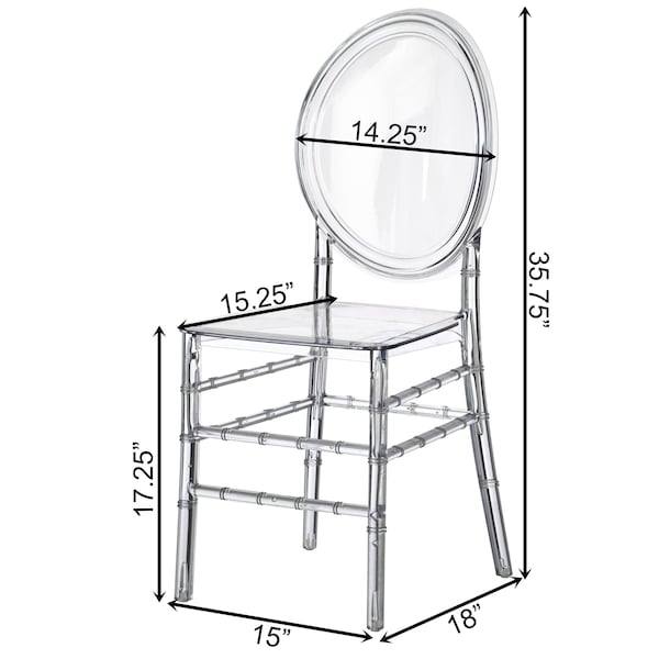 Fabulaxe Modern Acrylic Crystal Ice Chair, Florence Dining Chair, Stackable Transparent Seating - QI004660.CL