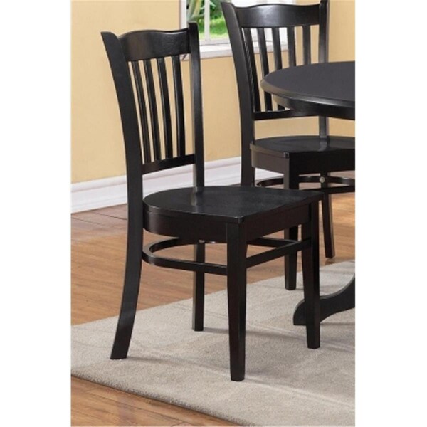 East West Furniture Gronton Dining Chair with Wood Seat in Black Finish Pack of 2 - GRC-BLK-W