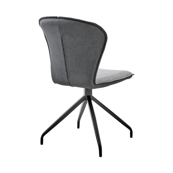 Armen Living Petrie Dining Room Accent Chair in Gray Fabric and Faux Leather with Black Finish - Set of 2 - LCPESIGR