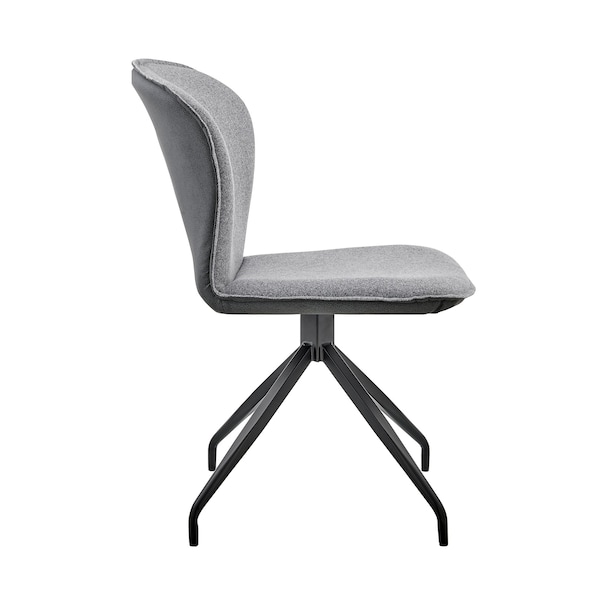 Armen Living Petrie Dining Room Accent Chair in Gray Fabric and Faux Leather with Black Finish - Set of 2 - LCPESIGR