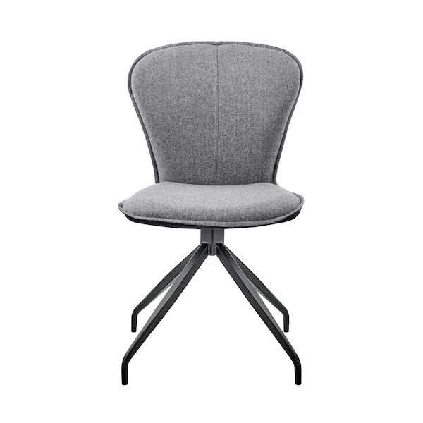 Armen Living Petrie Dining Room Accent Chair in Gray Fabric and Faux Leather with Black Finish - Set of 2 - LCPESIGR