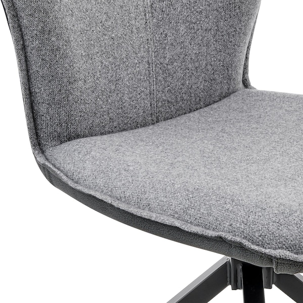 Armen Living Petrie Dining Room Accent Chair in Gray Fabric and Faux Leather with Black Finish - Set of 2 - LCPESIGR