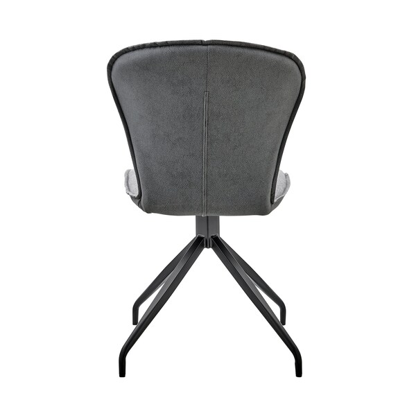 Armen Living Petrie Dining Room Accent Chair in Gray Fabric and Faux Leather with Black Finish - Set of 2 - LCPESIGR