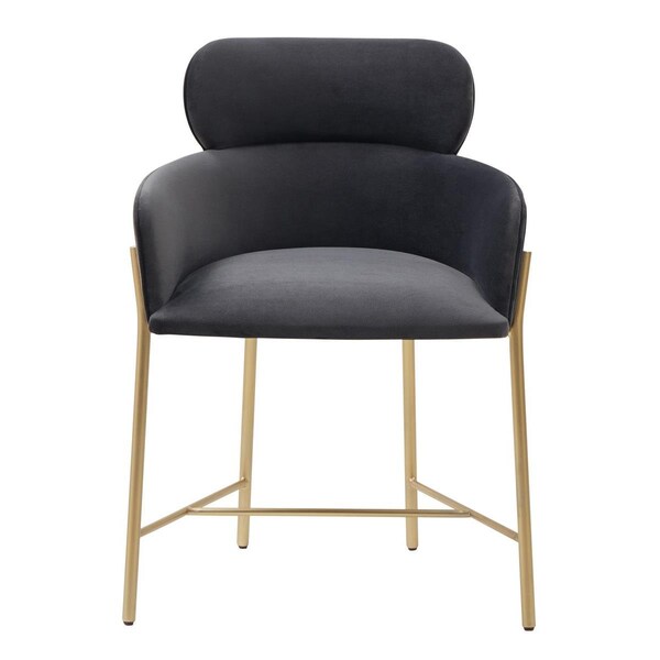 Safavieh Charlize Velvet Dining Chair, Dark Grey & Gold - SFV4757B