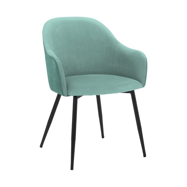 Armen Living Pixie Two Tone Teal Fabric Dining Room Chair with Black Metal Legs - LCPXCHTL