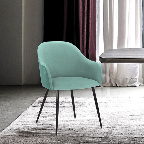 Armen Living Pixie Two Tone Teal Fabric Dining Room Chair with Black Metal Legs - LCPXCHTL