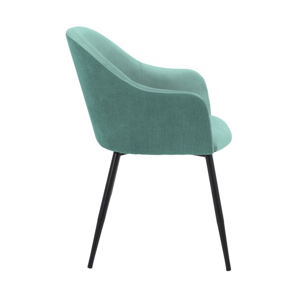 Armen Living Pixie Two Tone Teal Fabric Dining Room Chair with Black Metal Legs - LCPXCHTL